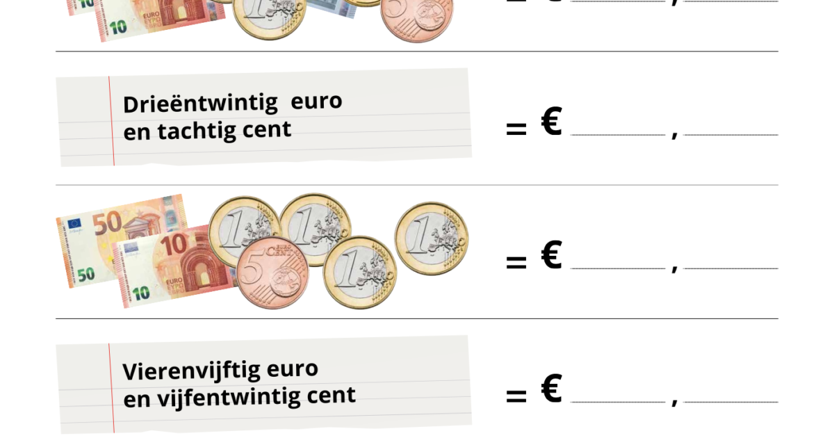 Schrijf het bedrag | Eurowijs