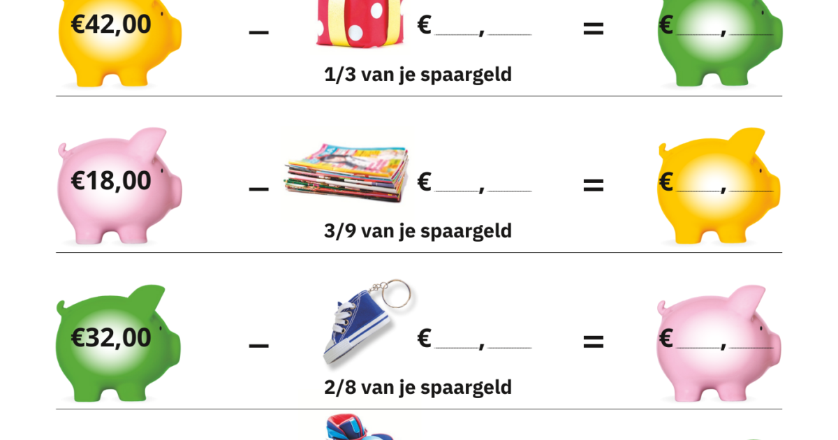 Geld Rekenen Geldrekenen met breuken | Eurowijs